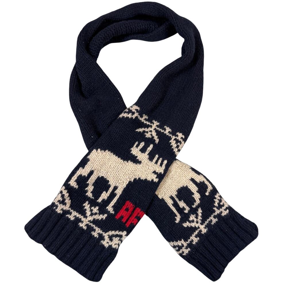 Vintage Abercrombie & Fitch Lambswool Wool Chunky Moose Knit Christmas Scarf